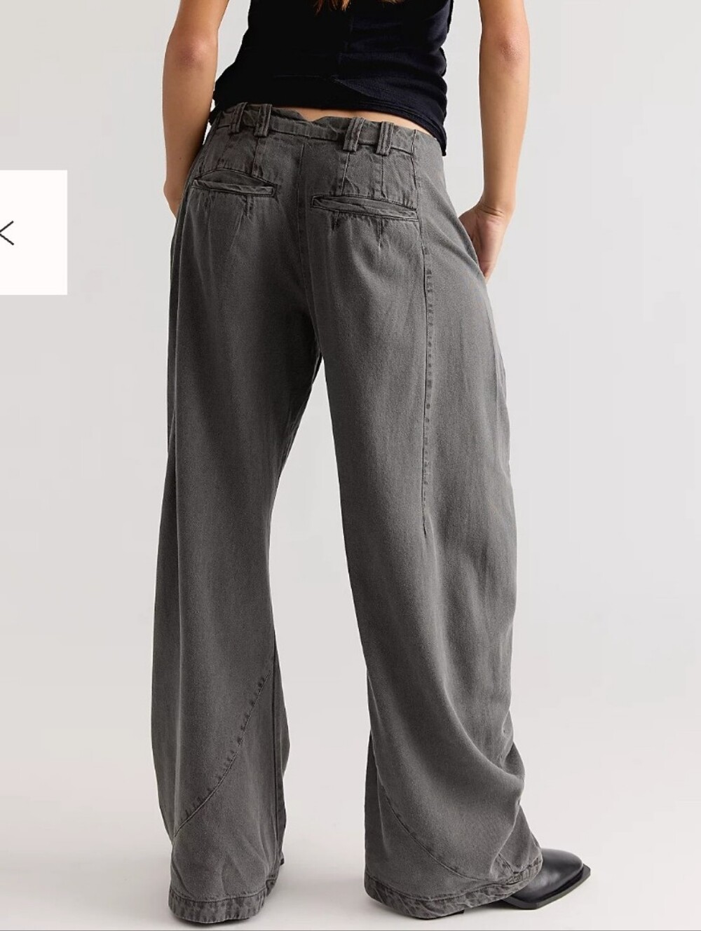 Free People Spotlight Washed Barrel Chino Trousers- NWT- 10- CHARCOAL GREY - Picture 2 of 13